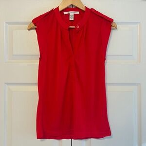 Diane von Furstenburg DvF Red Blouse Top Shirt Tank Size S